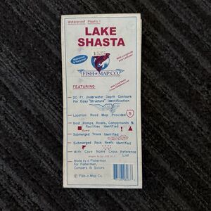 Fish-N-Map Co. Lake‎ Shasta Vintage Map Waterproof Tearproof